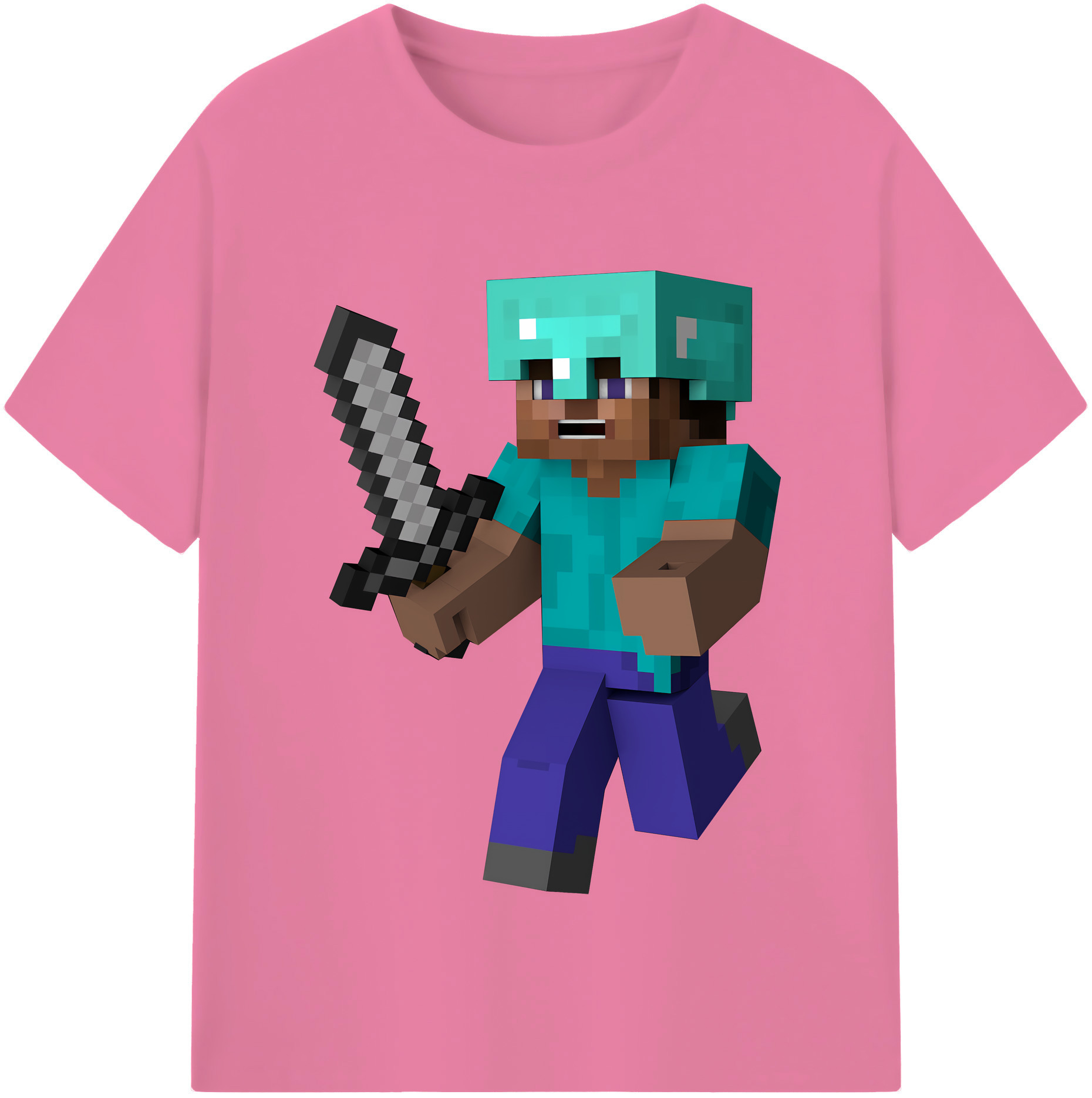 （画像用） マインクラフト ブロックの世界 Minecraft MC Block world 綿100％半袖Tシャツ（フロントプリント）